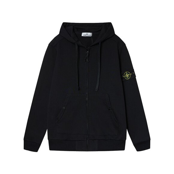 Stone Island Black Hoodie with Yellow Logo - Picture 1 of 2